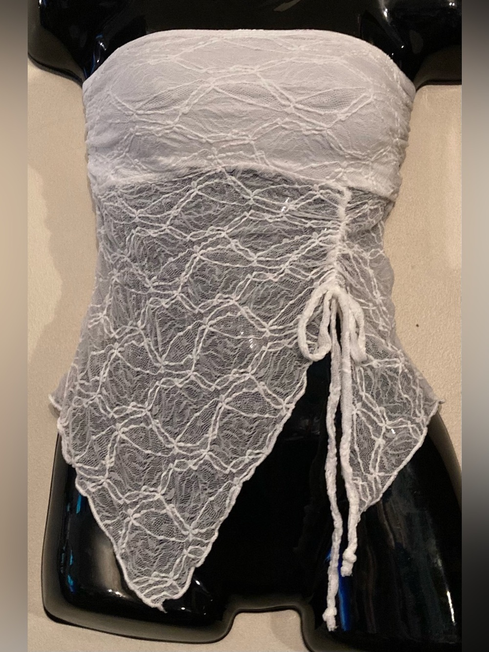 White Strapless Lace Handkerchief-Hem Camisole